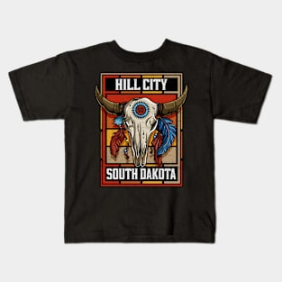 Hill City South Dakota Native American Bison Skull Kids T-Shirt